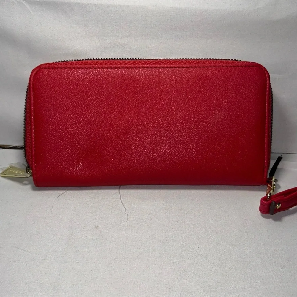 Juicy Couture Red Wallet Wristlet Clutch Gold Logo Wrist Strap Card Holder